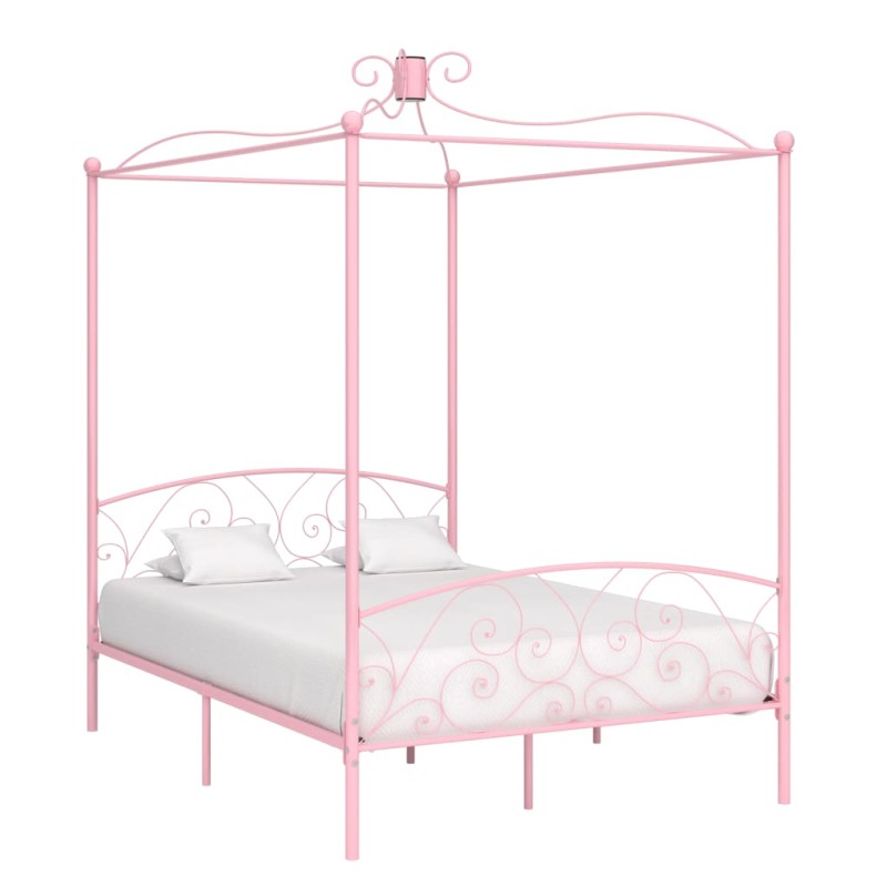 vidaXL Himmelbett-Gestell Rosa Metall 120 x 200 cm vidaXL Himmelbett-Gestell Rosa Metall 120 x 200 cm