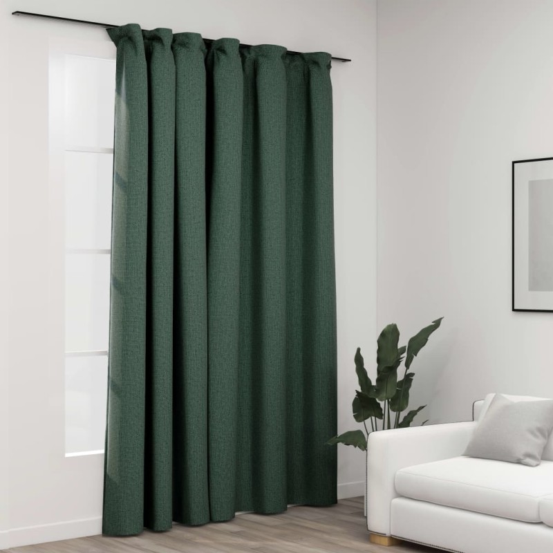 vidaXL Verdunkelungsvorhang mit Haken Leinenoptik Grün 290x245 cm vidaXL Verdunkelungsvorhang mit Haken Leinenoptik Grün 290x245 cm