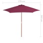 vidaXL Sonnenschirm mit Holz-Mast 270 cm Bordeauxrot vidaXL Sonnenschirm mit Holz-Mast 270 cm Bordeauxrot