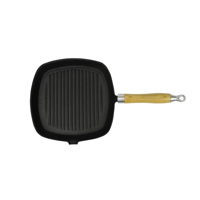 vidaXL Grillpfanne mit Holzgriff Gusseisen 20 x 20 cm vidaXL Grillpfanne mit Holzgriff Gusseisen 20 x 20 cm