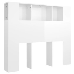 vidaXL Kopfteil mit Ablagen Hochglanz-Weiß 120x18,5x104,5 cm