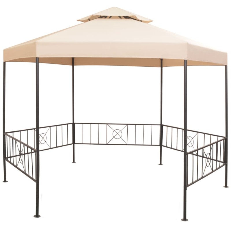 vidaXL Gartenpavillon Partyzelt Hexagonal Beige 323x265 cm vidaXL Gartenpavillon Partyzelt Hexagonal Beige 323x265 cm