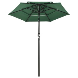 vidaXL Sonnenschirm mit Aluminium-Mast 3-lagig Grün 2 m