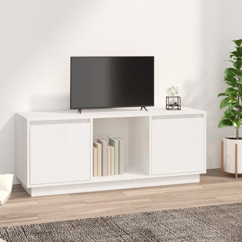 vidaXL TV-Schrank Weiß 110,5x35x44 cm Massivholz Kiefer vidaXL TV-Schrank Weiß 110,5x35x44 cm Massivholz Kiefer