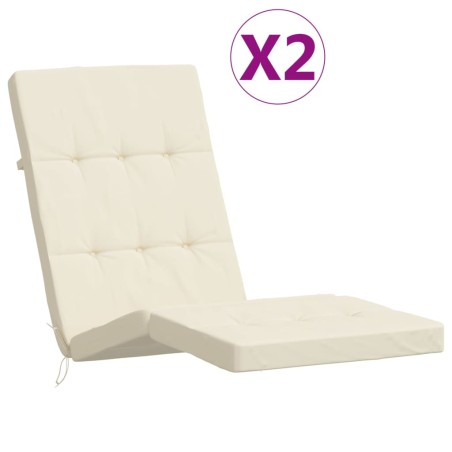 Liegestuhl-Auflagen 2 Stk. Creme Oxford-Gewebe