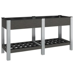 vidaXL Garten-Hochbeet mit Ablage Grau 150x50x75 cm WPC