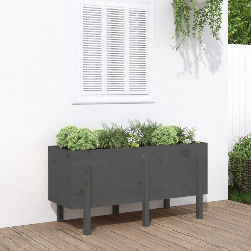 vidaXL Hochbeet Grau 121x50x57 cm Massivholz Kiefer vidaXL Hochbeet Grau 121x50x57 cm Massivholz Kiefer