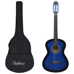 vidaXL 12-tlg. Klassikgitarren-Set für Anfänger Blau 4/4 39"     