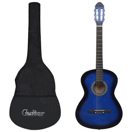 vidaXL 12-tlg. Klassikgitarren-Set für Anfänger Blau 4/4 39"     