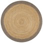 vidaXL Teppich Handgefertigt Jute mit Grauem Rand 120 cm vidaXL Teppich Handgefertigt Jute mit Grauem Rand 120 cm