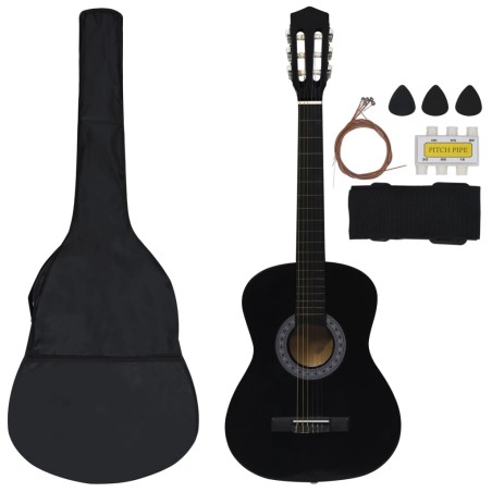 vidaXL 8-tlg. Klassikgitarren-Set für Anfänger Schwarz 3/4 36"       