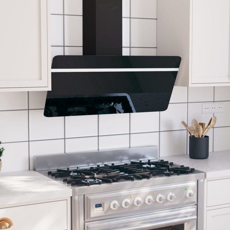 vidaXL Dunstabzugshaube 90 cm Stahl und Hartglas Schwarz vidaXL Dunstabzugshaube 90 cm Stahl und Hartglas Schwarz