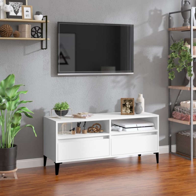 vidaXL TV-Schrank Weiß 100x34,5x44,5 cm Holzwerkstoff vidaXL TV-Schrank Weiß 100x34,5x44,5 cm Holzwerkstoff