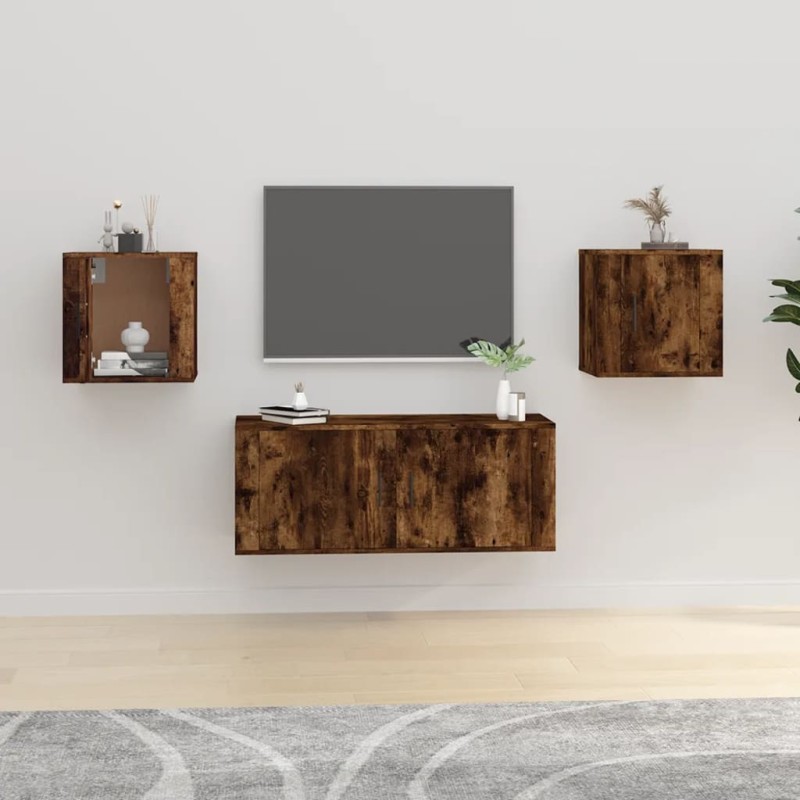 vidaXL TV-Wandschränke 2 Stk. Räuchereiche 40x34,5x40 cm vidaXL TV-Wandschränke 2 Stk. Räuchereiche 40x34,5x40 cm