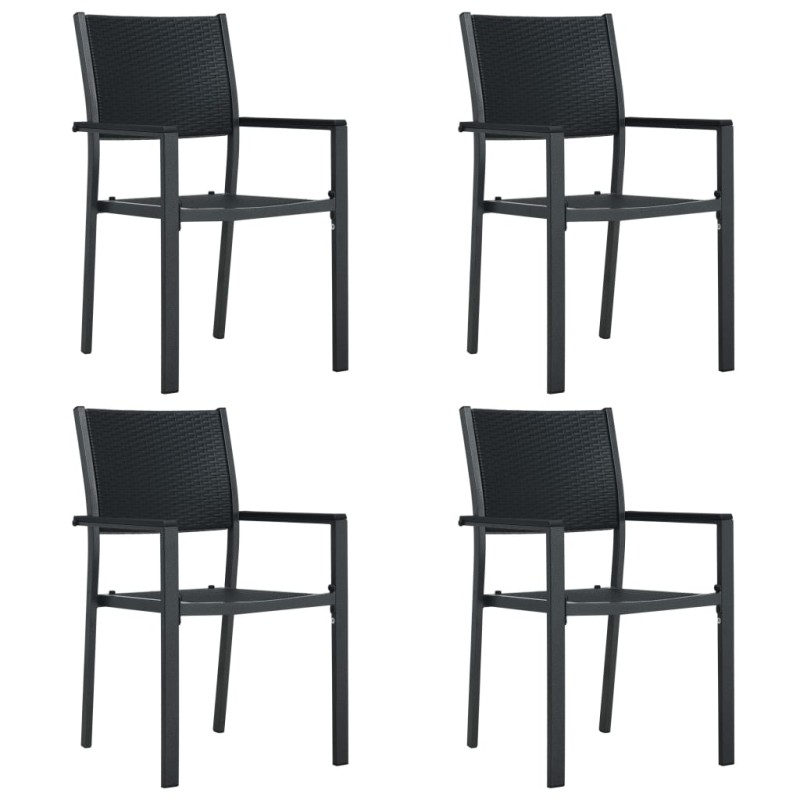 vidaXL Gartenstühle 4 Stk. Schwarz Kunststoff Rattan-Optik vidaXL Gartenstühle 4 Stk. Schwarz Kunststoff Rattan-Optik
