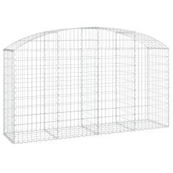vidaXL Gabione mit Hochbogen 200x50x100/120 cm Verzinktes Eisen