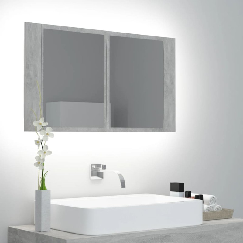 vidaXL LED-Bad-Spiegelschrank Betongrau 80x12x45 cm Acryl vidaXL LED-Bad-Spiegelschrank Betongrau 80x12x45 cm Acryl
