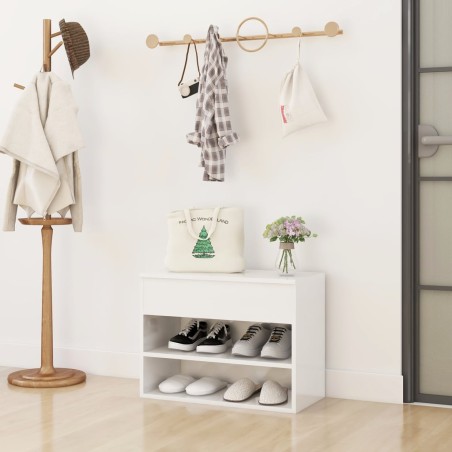 vidaXL Schuhbank Hochglanz-Weiß 60x30x45 cm Holzwerkstoff