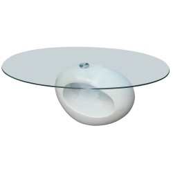 vidaXL Couchtisch mit Ovaler Glasplatte Hochglanz Weiß 
