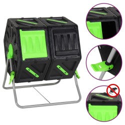 vidaXL Trommelkomposter mit Zwei Kammern 63x60x74cm 140 L Polypropylen