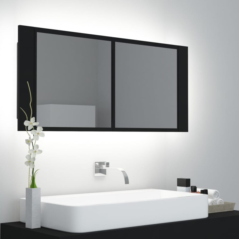 vidaXL LED-Bad-Spiegelschrank Schwarz 100x12x45 cm Acryl vidaXL LED-Bad-Spiegelschrank Schwarz 100x12x45 cm Acryl
