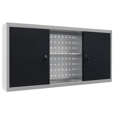 vidaXL Wand-Werkzeugschrank Industrie-Stil Metall Grau und Schwarz
