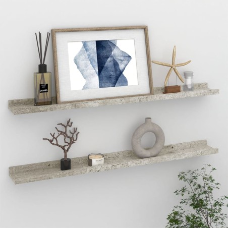 vidaXL Wandregale 2 Stk. Betongrau 80x9x3 cm