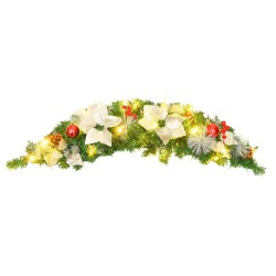vidaXL Weihnachts-Türbogen mit LED-Lichtern Grün 90 cm PVC