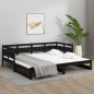 vidaXL Tagesbett Ausziehbar Schwarz Massivholz Kiefer 2x(90x200) cm vidaXL Tagesbett Ausziehbar Schwarz Massivholz Kiefer 2x(90x200) cm