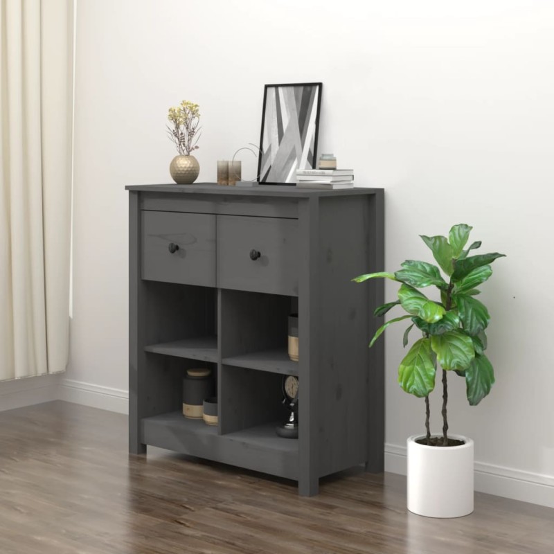 vidaXL Sideboard Grau 70x35x80 cm Massivholz Kiefer vidaXL Sideboard Grau 70x35x80 cm Massivholz Kiefer