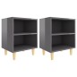 vidaXL Nachttische Massivholz-Beine 2 Stk. Hochglanz-Grau 40x30x50 cm vidaXL Nachttische Massivholz-Beine 2 Stk. Hochglanz-Grau 40x30x50 cm