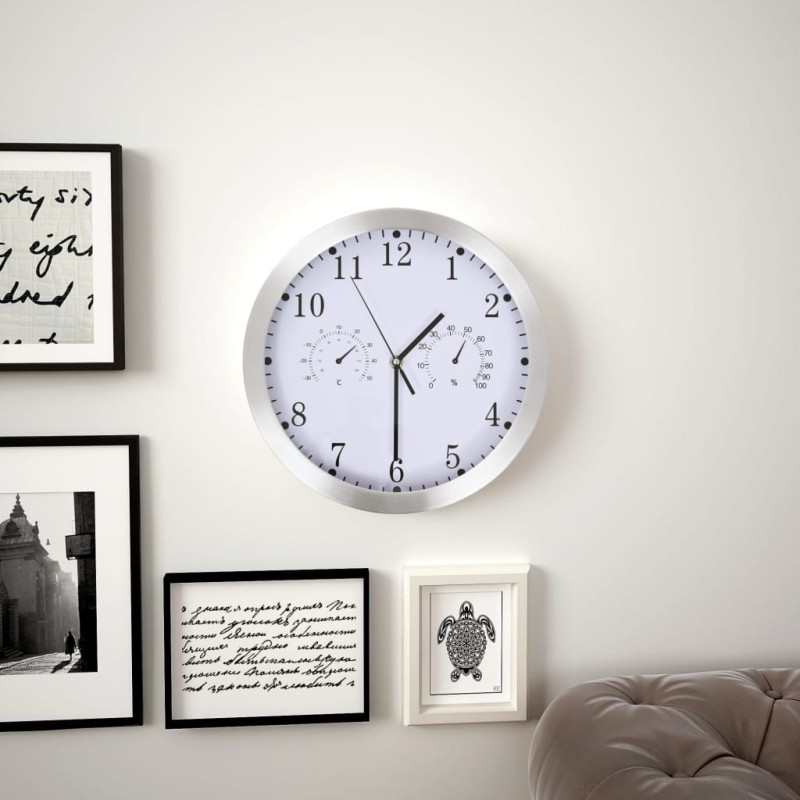 vidaXL Wanduhr mit Quarzwerk, Hygrometer und Thermometer 30 cm Weiß vidaXL Wanduhr mit Quarzwerk, Hygrometer und Thermometer 30 cm Weiß