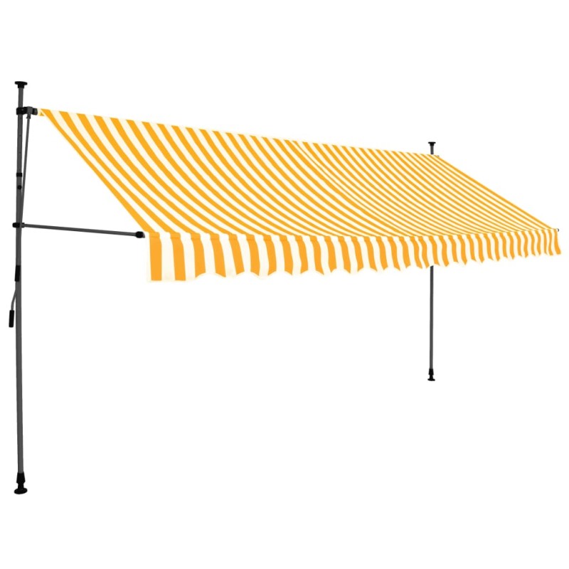 vidaXL Einziehbare Markise Handbetrieben mit LED 400 cm Weiß Orange vidaXL Einziehbare Markise Handbetrieben mit LED 400 cm Weiß Orange
