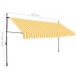 vidaXL Einziehbare Markise Handbetrieben mit LED 400 cm Weiß Orange vidaXL Einziehbare Markise Handbetrieben mit LED 400 cm Weiß Orange