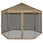 vidaXL Faltpavillon mit Seitenwänden Sechseckig 3,6x3,1m Taupe 220g/m² vidaXL Faltpavillon mit Seitenwänden Sechseckig 3,6x3,1m Taupe 220g/m²