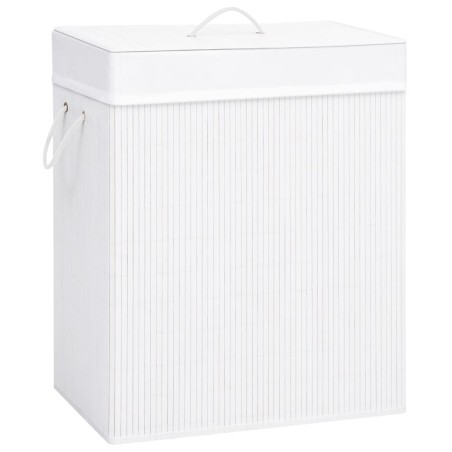 vidaXL Bambus-Wäschekorb mit 1 Fach Weiß 83 L