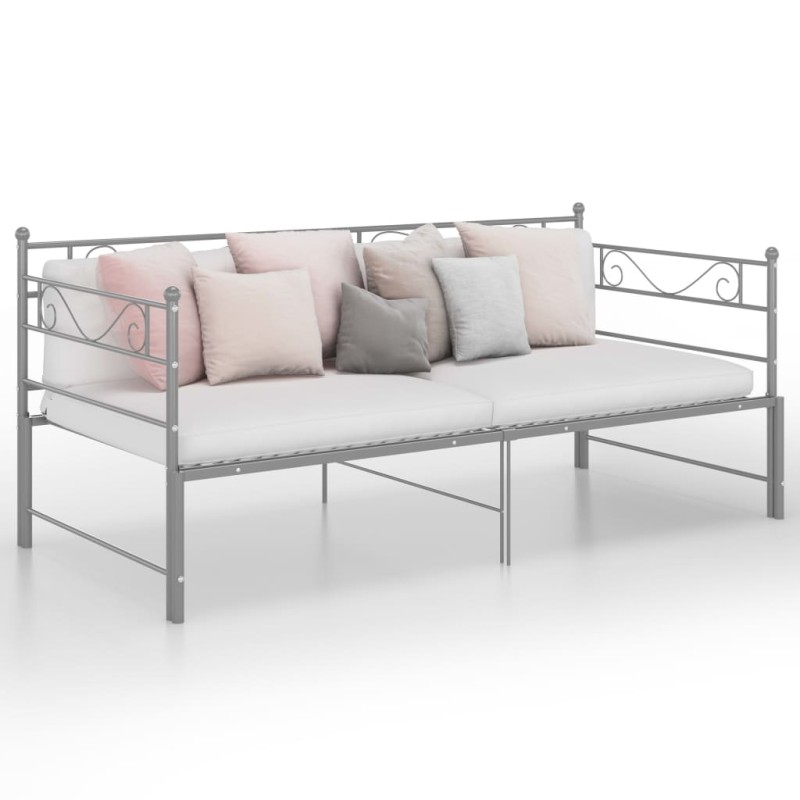 vidaXL Tagesbett Ausziehbar Grau Metall 90x200 cm vidaXL Tagesbett Ausziehbar Grau Metall 90x200 cm