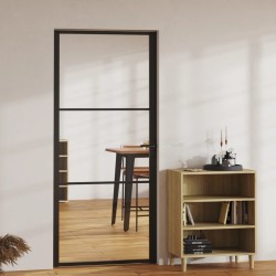 vidaXL Innentür ESG Glas und Aluminium 93x201,5 cm Schwarz