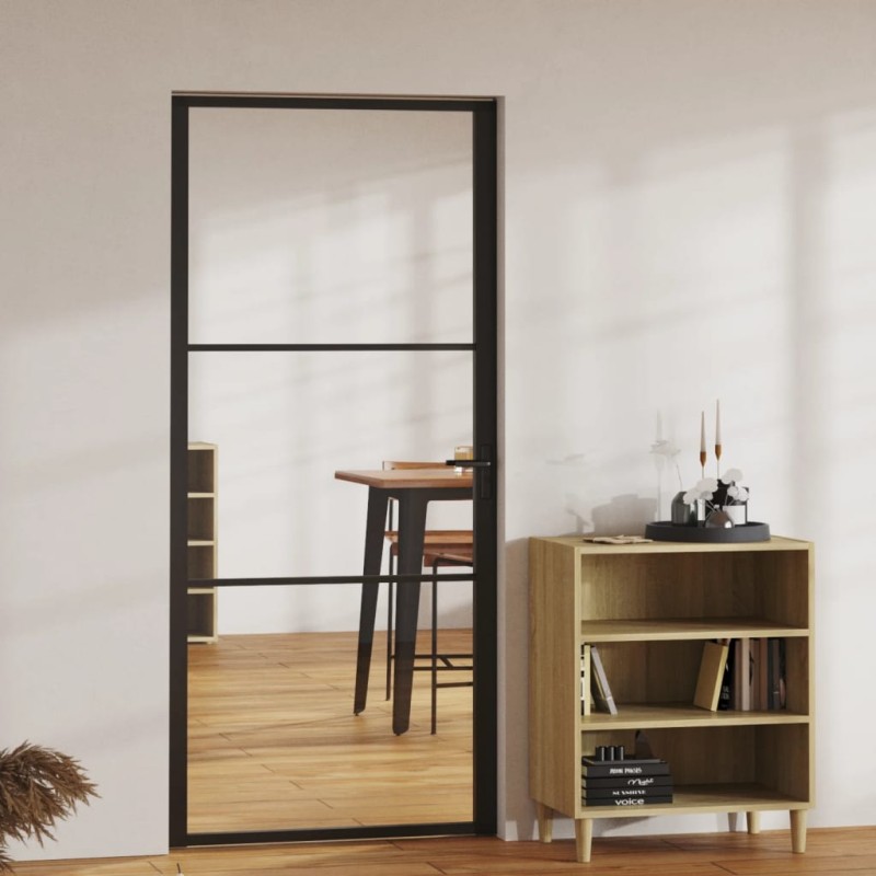 vidaXL Innentür ESG Glas und Aluminium 93x201,5 cm Schwarz vidaXL Innentür ESG Glas und Aluminium 93x201,5 cm Schwarz
