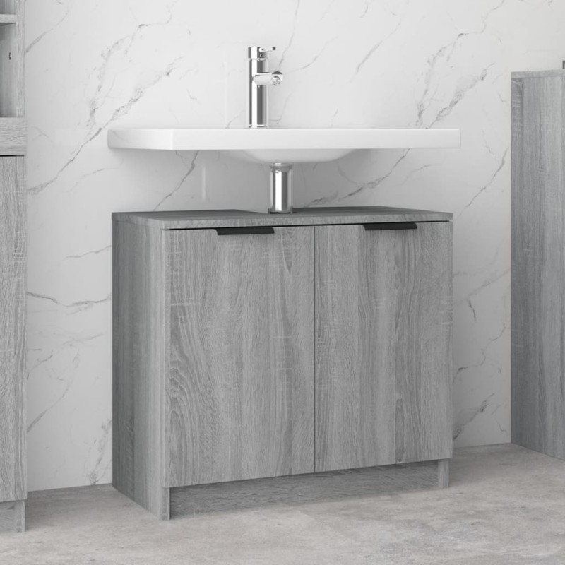 vidaXL Badschrank Grau Sonoma 64,5x33,5x59 cm Holzwerkstoff vidaXL Badschrank Grau Sonoma 64,5x33,5x59 cm Holzwerkstoff