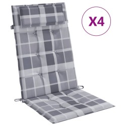 Hochlehner-Auflagen 4 Stk. Grau Karomuster Oxford-Gewebe