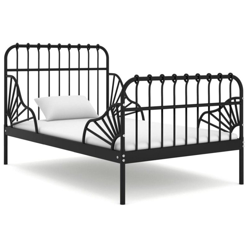 vidaXL Ausziehbett Schwarz Metall 80x130/200 cm vidaXL Ausziehbett Schwarz Metall 80x130/200 cm