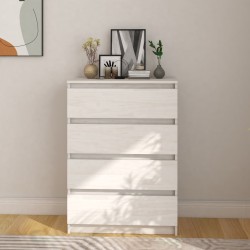 vidaXL Beistellschrank Weiß 60x36x84 cm Massivholz Kiefer