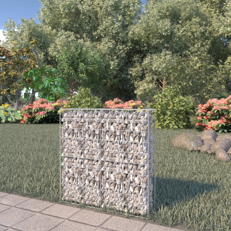 vidaXL Gabionenwand mit Abdeckung Verzinkter Stahl 80×20×100 cm vidaXL Gabionenwand mit Abdeckung Verzinkter Stahl 80×20×100 cm