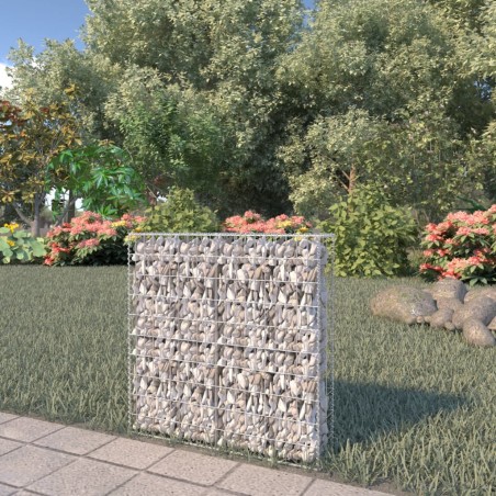 vidaXL Gabionenwand mit Abdeckung Verzinkter Stahl 80×20×100 cm