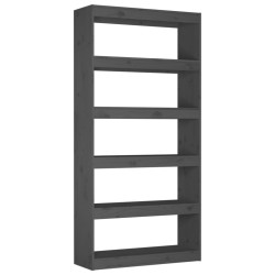 vidaXL Bücherregal/Raumteiler Grau 80x30x167,4 cm Massivholz Kiefer