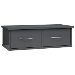 vidaXL Wand-Schubladenregal Hochglanz-Grau 60x26x18,5 cm Holzwerkstoff