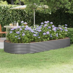 vidaXL Hochbeet Pulverbeschichteter Stahl 296x140x36 cm Grau