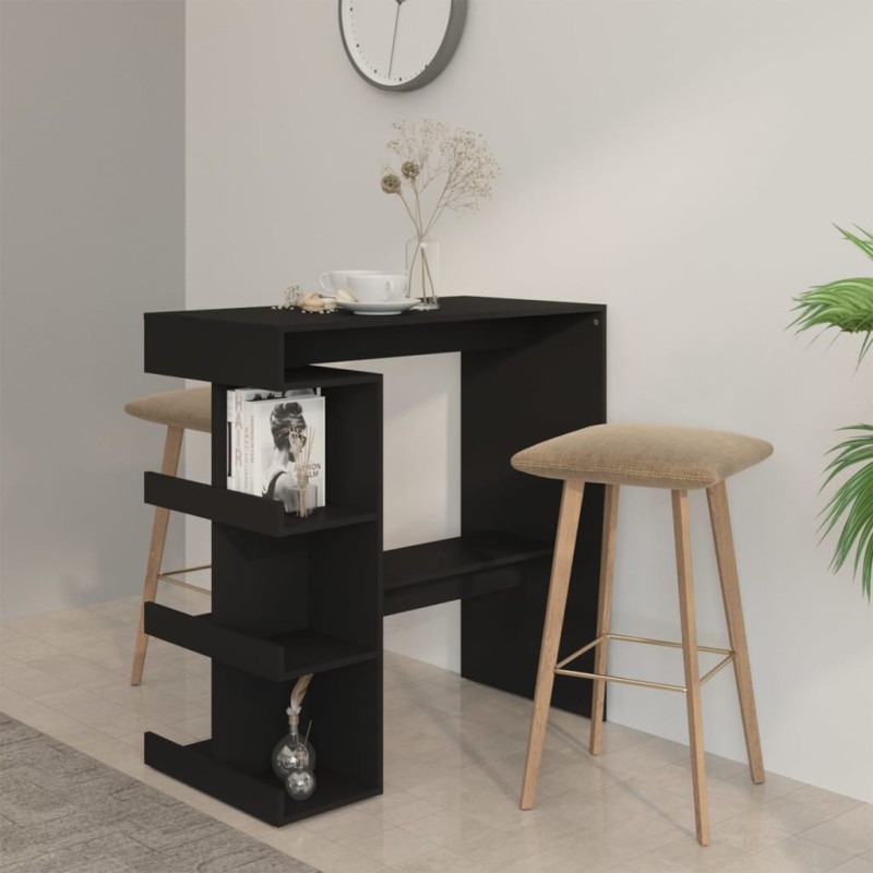 vidaXL Bartisch mit Regal Schwarz 100x50x101,5 cm Holzwerkstoff vidaXL Bartisch mit Regal Schwarz 100x50x101,5 cm Holzwerkstoff