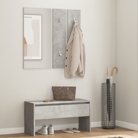vidaXL Flurmöbel-Set Betongrau Holzwerkstoff